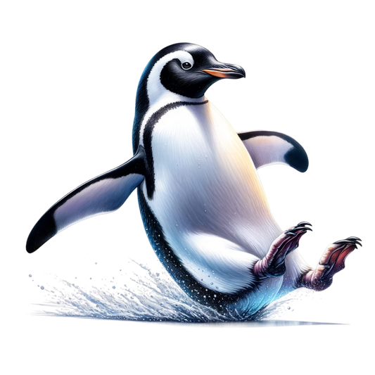 Penguin illustration with a splash effect on a white background
