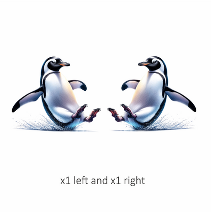 Black Gentoo Penguin Sliding Playful Vinyl Sticker Decal