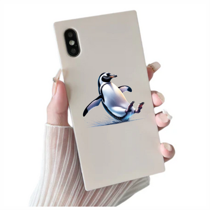 Black Gentoo Penguin Sliding Playful Vinyl Sticker Decal