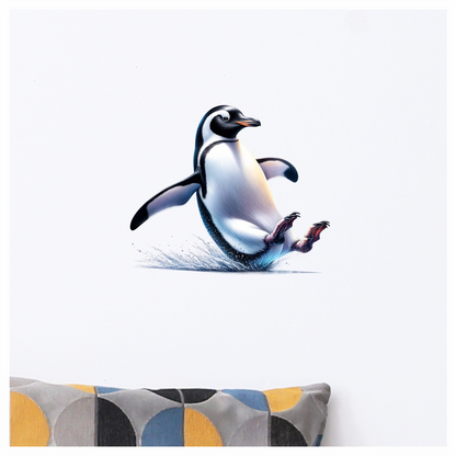 Black Gentoo Penguin Sliding Playful Vinyl Sticker Decal