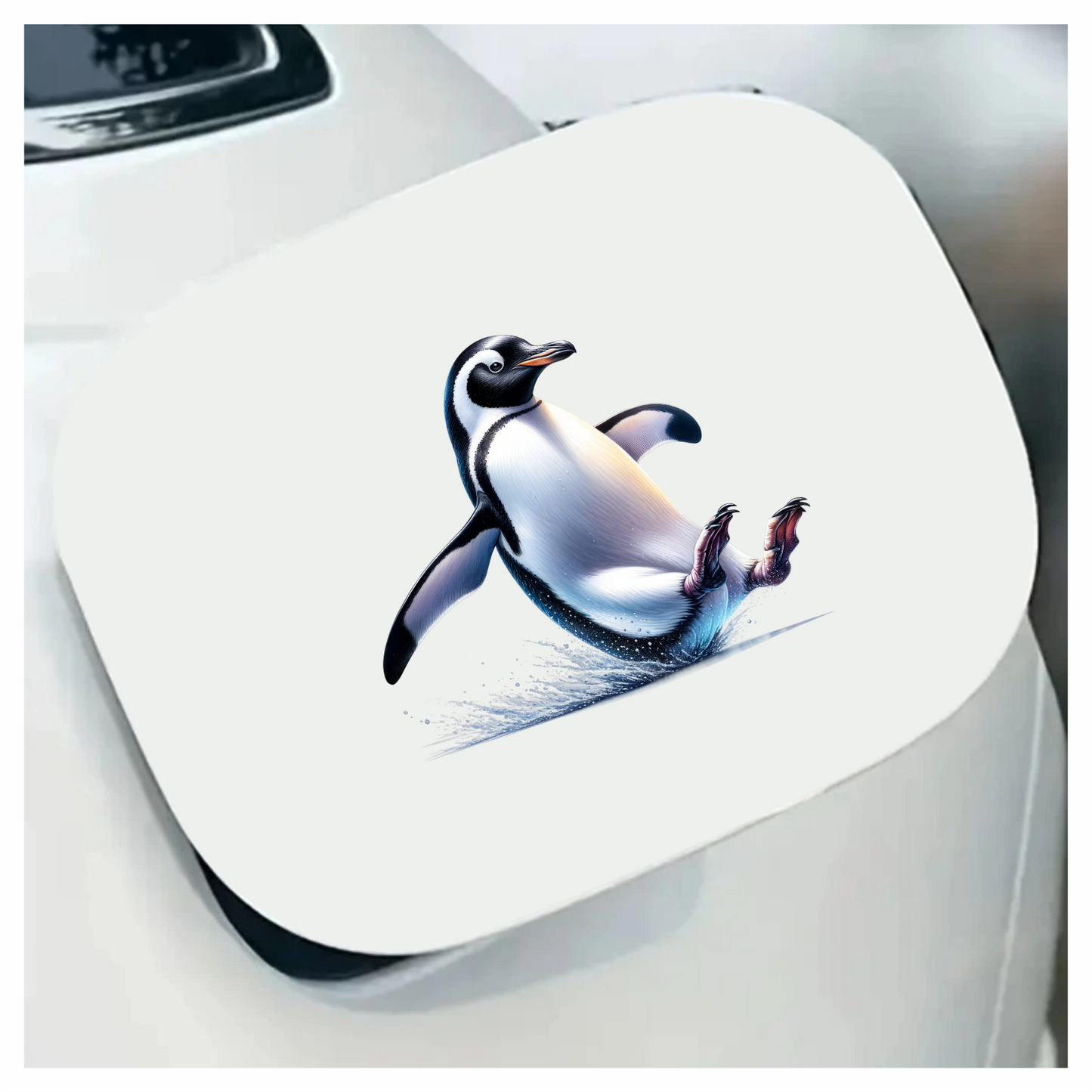 Black Gentoo Penguin Sliding Playful Vinyl Sticker Decal