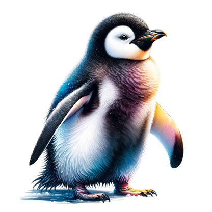 Colorful penguin illustration on a white background vinyl sticker.