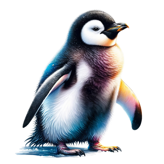 Colorful penguin illustration on a white background vinyl sticker.