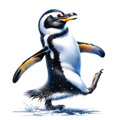 Penguin illustration on a white background vinyl sticker.