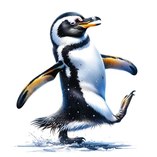 Penguin illustration on a white background vinyl sticker.