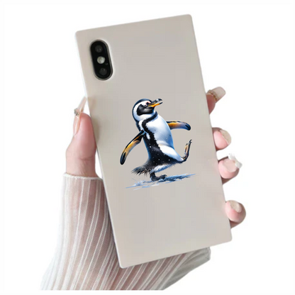 Black Gentoo Penguin Walking Happy Vinyl Sticker Decal