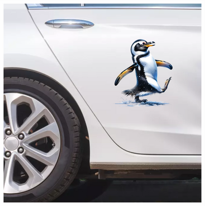 Black Gentoo Penguin Walking Happy Vinyl Sticker Decal