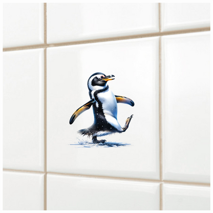 Black Gentoo Penguin Walking Happy Vinyl Sticker Decal
