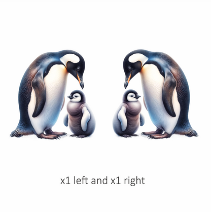 Black Emperor Penguin With Chick Vinyl Sticker Decal