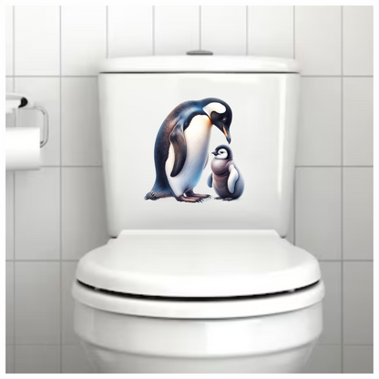 Black Emperor Penguin With Chick Vinyl Sticker Decal