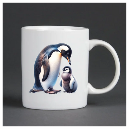 Black Emperor Penguin With Chick Vinyl Sticker Decal