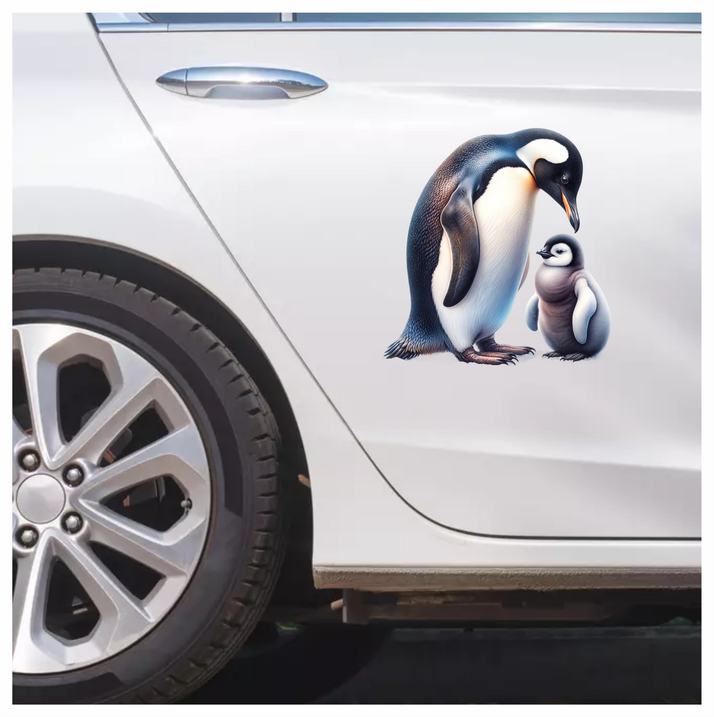 Black Emperor Penguin With Chick Vinyl Sticker Decal