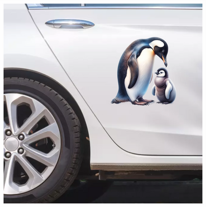 Black Emperor Penguin With Chick Vinyl Sticker Decal