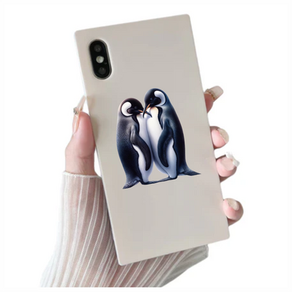 Black Emperor Penguin Pair Loving Vinyl Sticker Decal