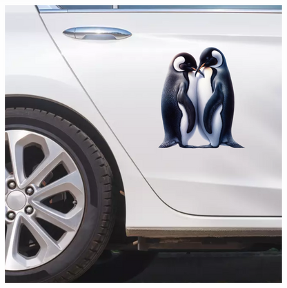 Black Emperor Penguin Pair Loving Vinyl Sticker Decal