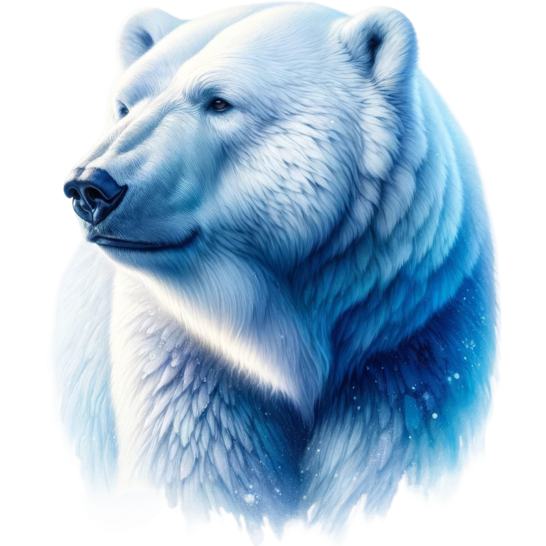 Blue and white polar bear illustration on a white background vinyl sticker.