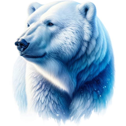 Blue and white polar bear illustration on a white background vinyl sticker.