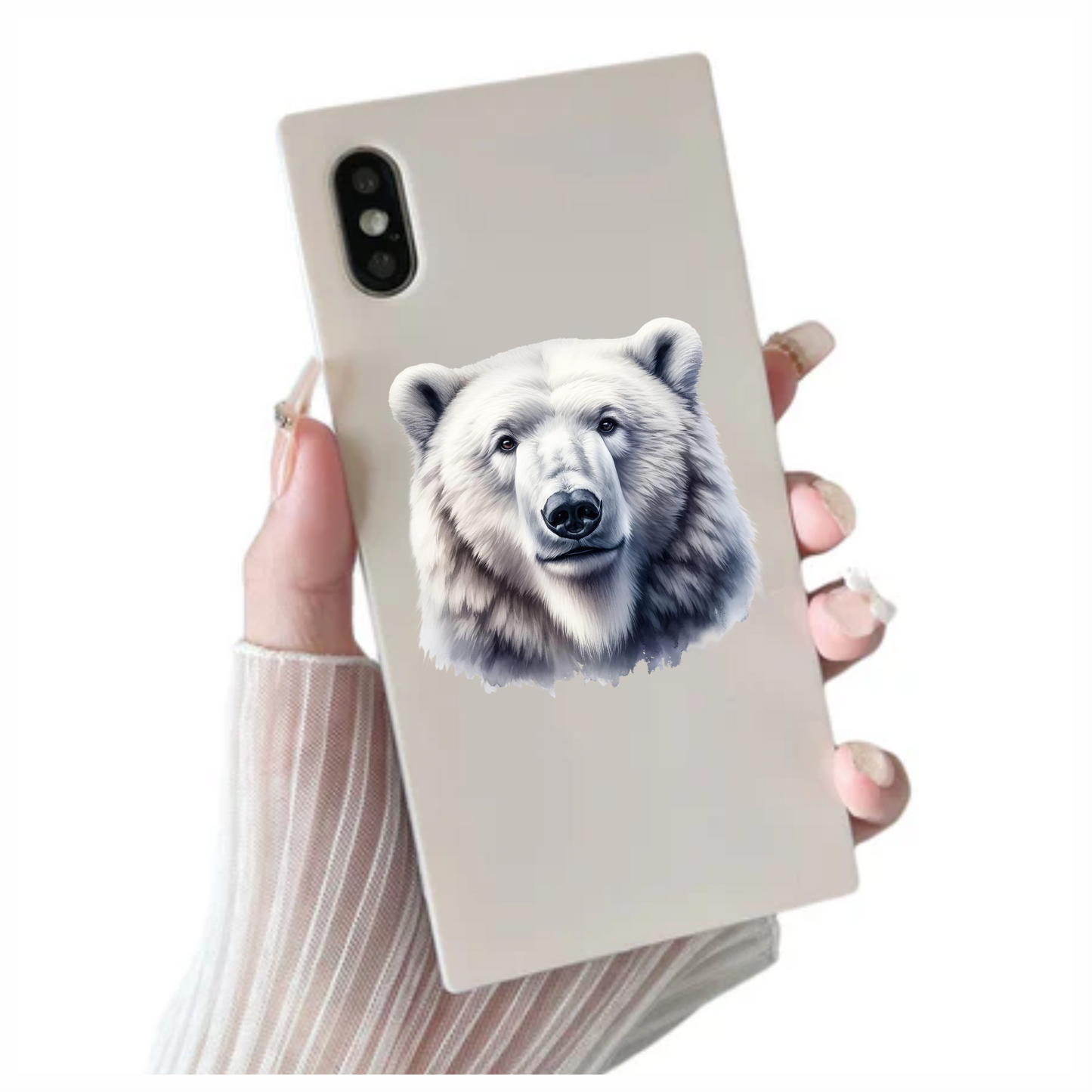 White Polar Bear Face Portrait Vinyl Sticker Decal