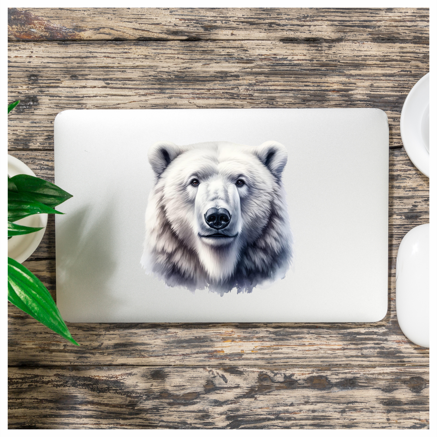 White Polar Bear Face Portrait Vinyl Sticker Decal