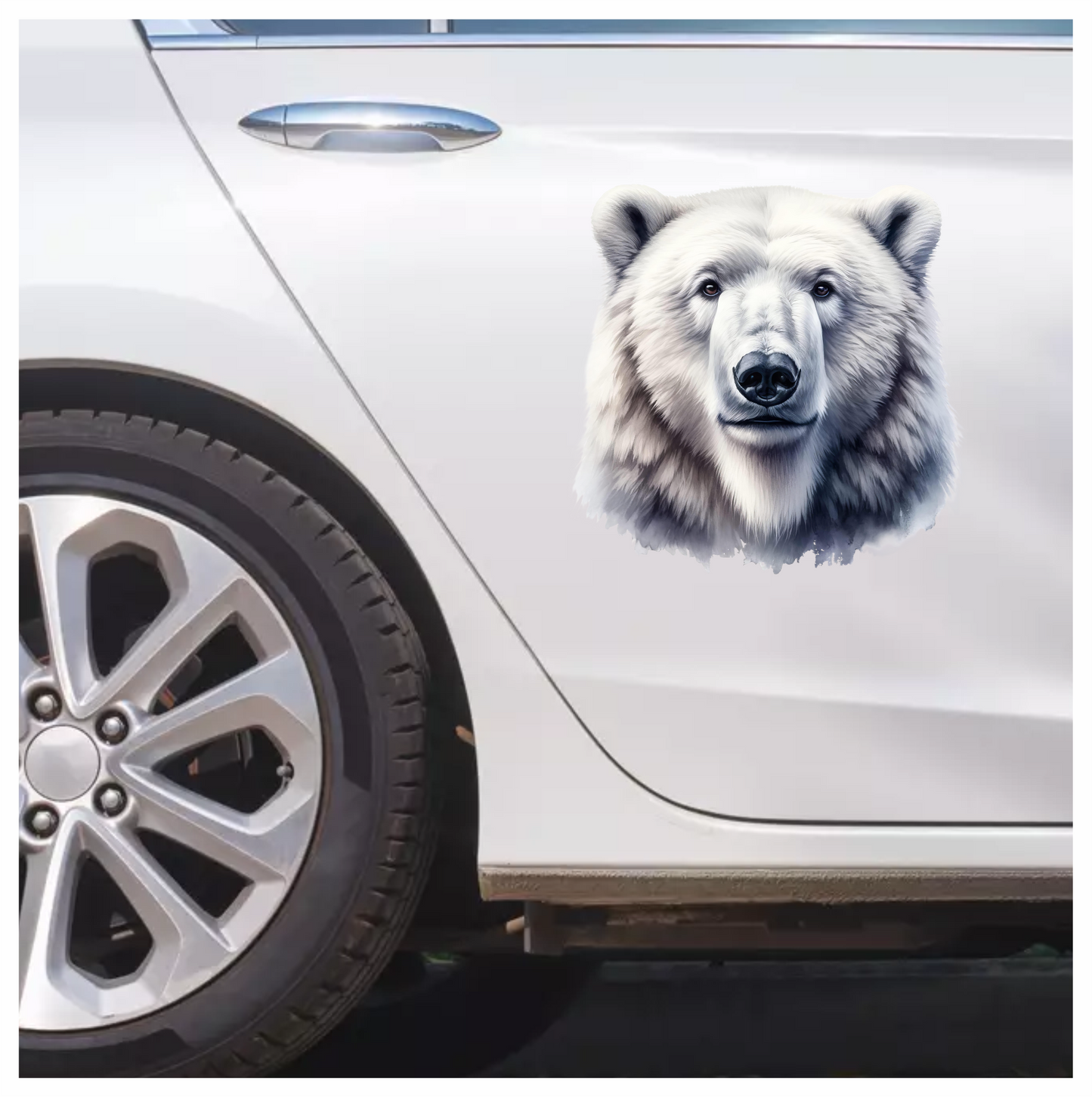White Polar Bear Face Portrait Vinyl Sticker Decal