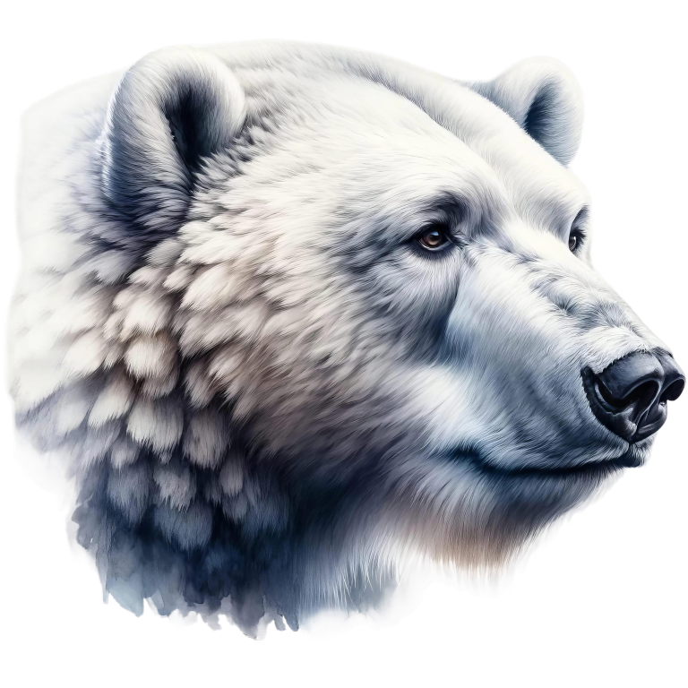 Close-up of a bear's head with a white background vinyl sticker.