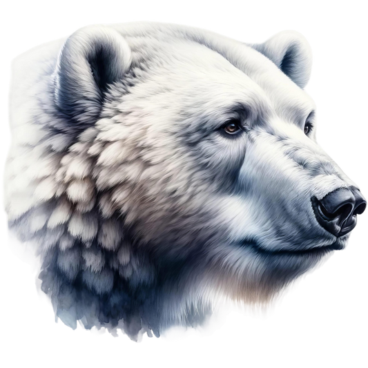 Close-up of a bear's head with a white background vinyl sticker.
