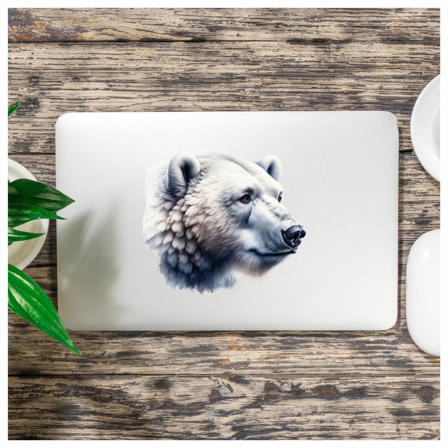 White Polar Bear Side Portrait Vinyl Sticker Decal