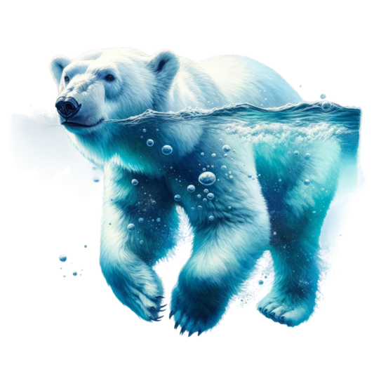 Polar bear emerging from water with a blue tint vinyl sticker.