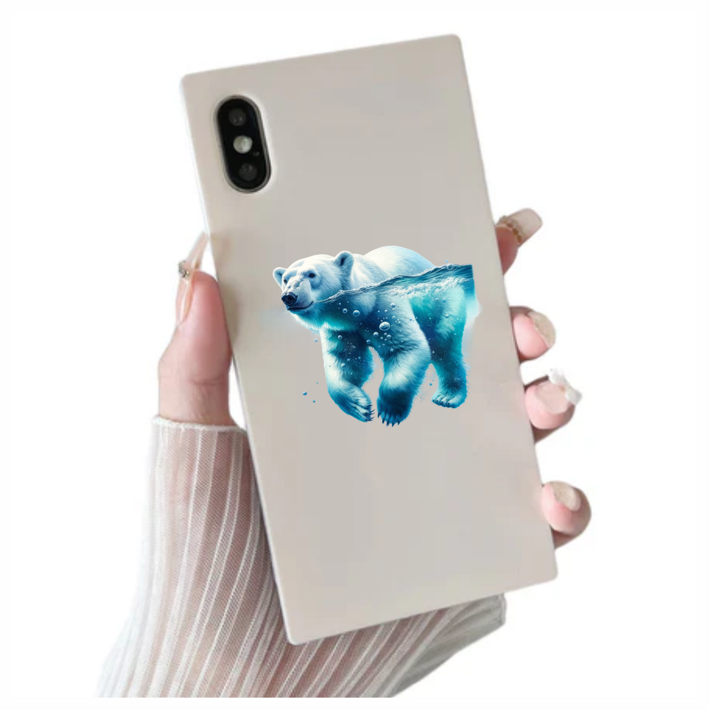 White Polar Bear Swimming Underwater Vinyl Sticker Decal