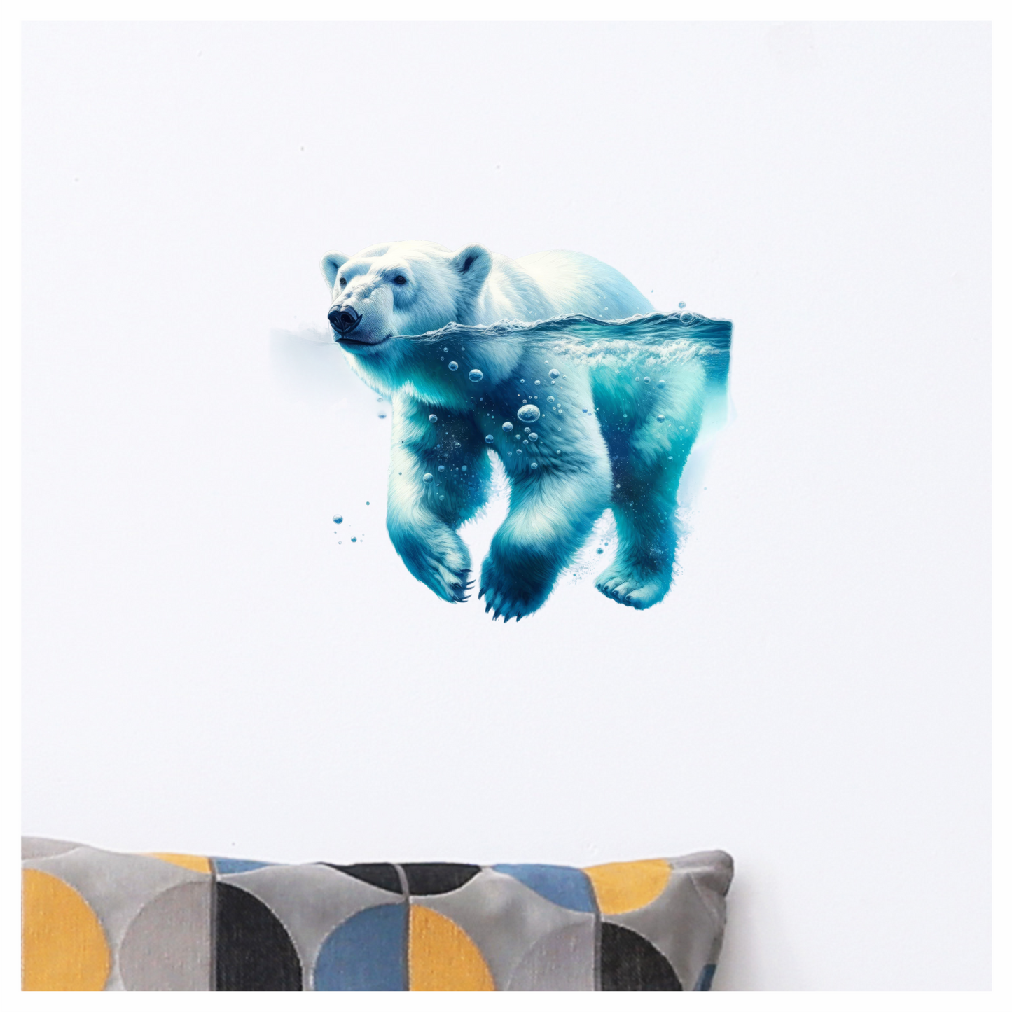 White Polar Bear Swimming Underwater Vinyl Sticker Decal