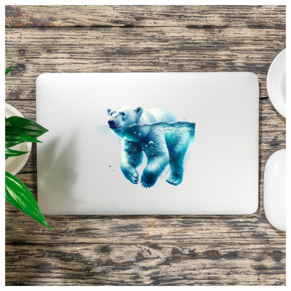 White Polar Bear Swimming Underwater Vinyl Sticker Decal