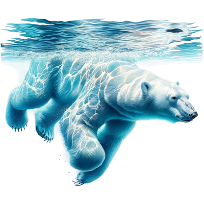 Polar bear swimming underwater with a blue tint vinyl sticker.