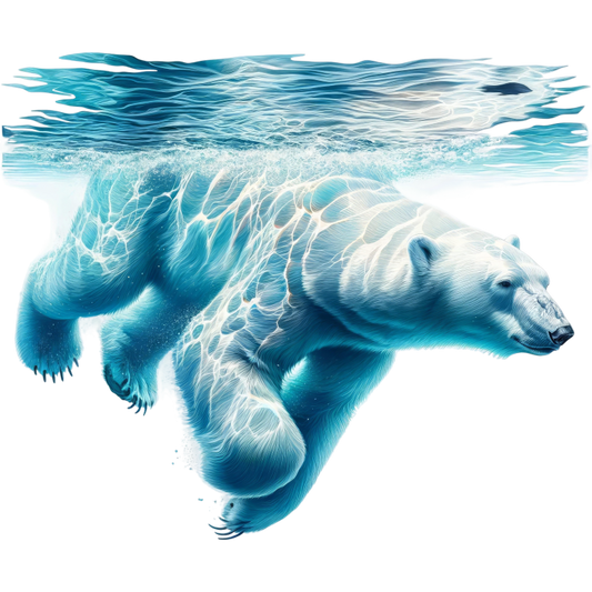 Polar bear swimming underwater with a blue tint vinyl sticker.