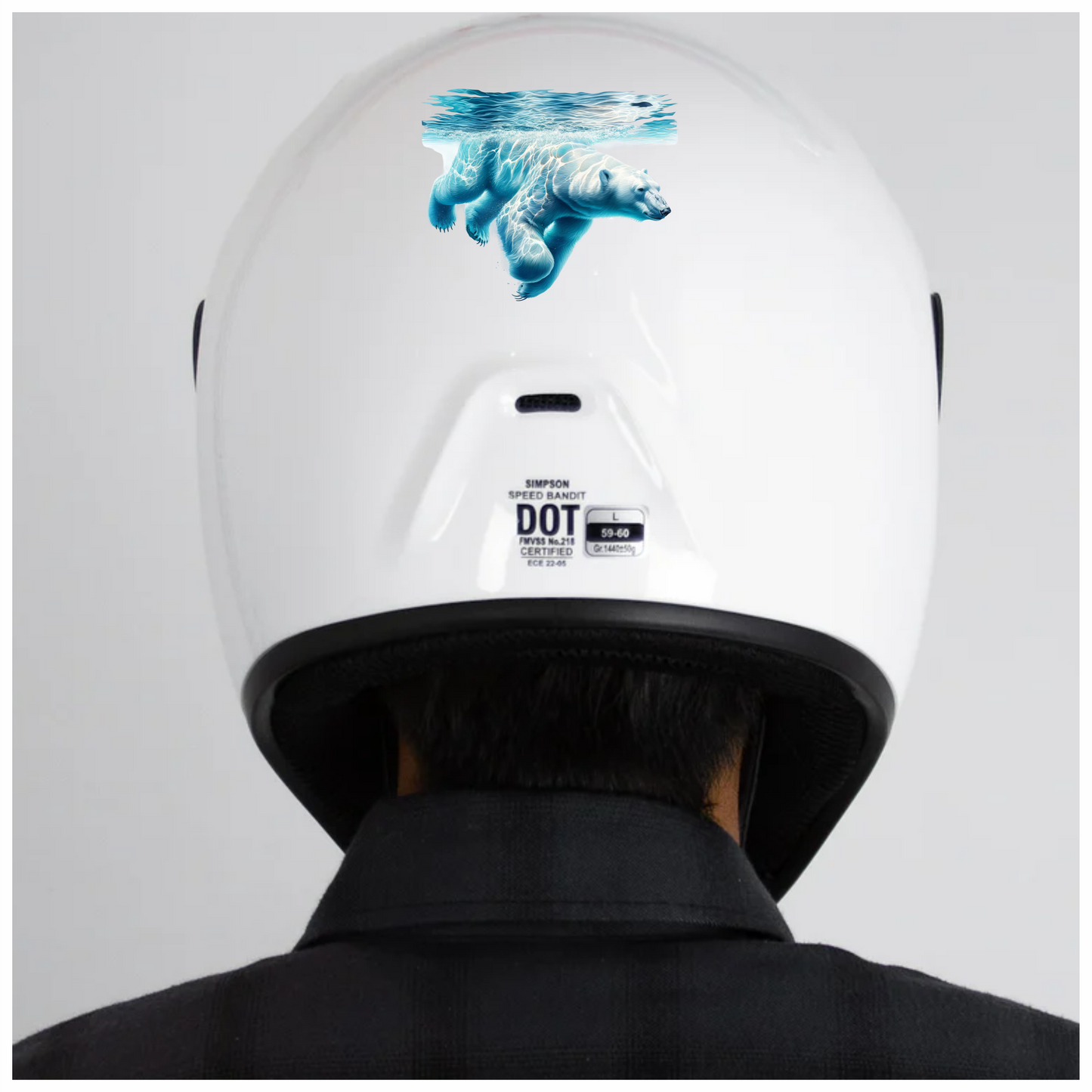 White Polar Bear Underwater Swimming Vinyl Sticker Decal.