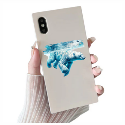 White Polar Bear Underwater Swimming Vinyl Sticker Decal.
