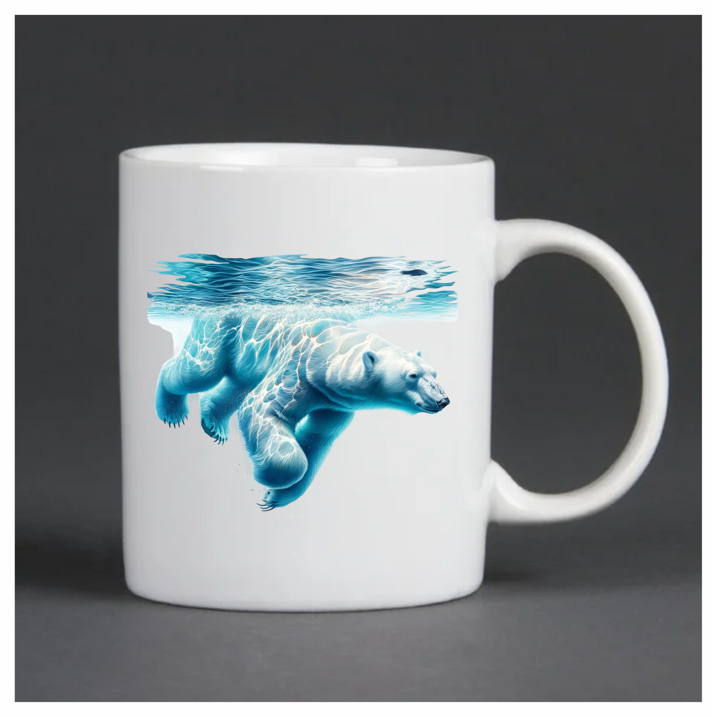 White Polar Bear Underwater Swimming Vinyl Sticker Decal.