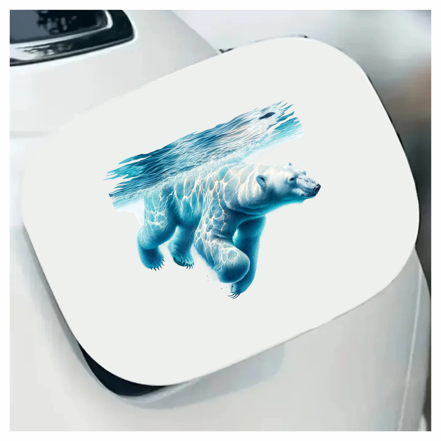 White Polar Bear Underwater Swimming Vinyl Sticker Decal.