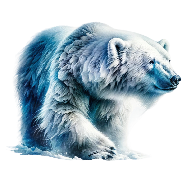 White Polar Bear Walking On Ice Vinyl Sticker Decal.