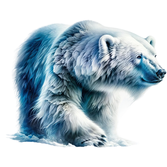 White Polar Bear Walking On Ice Vinyl Sticker Decal.