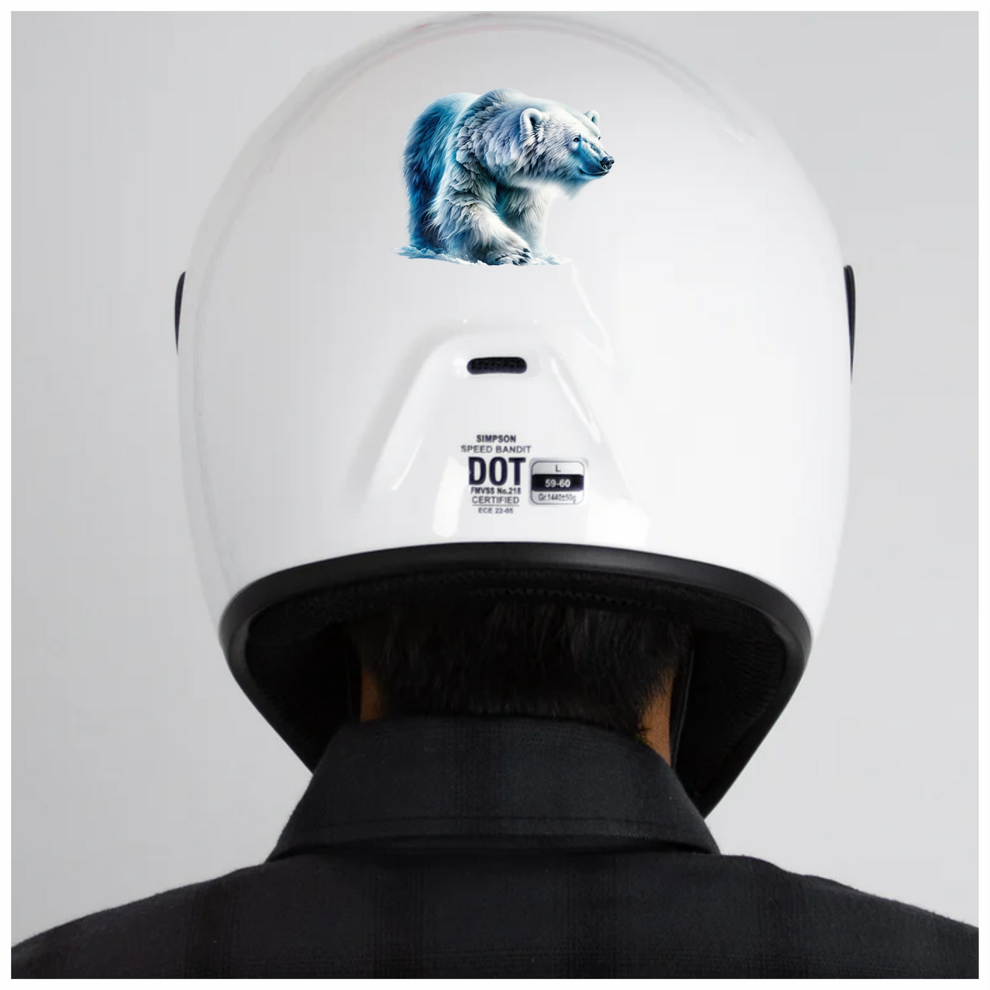 White Polar Bear Walking On Ice Vinyl Sticker Decal.