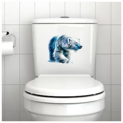White Polar Bear Walking On Ice Vinyl Sticker Decal.