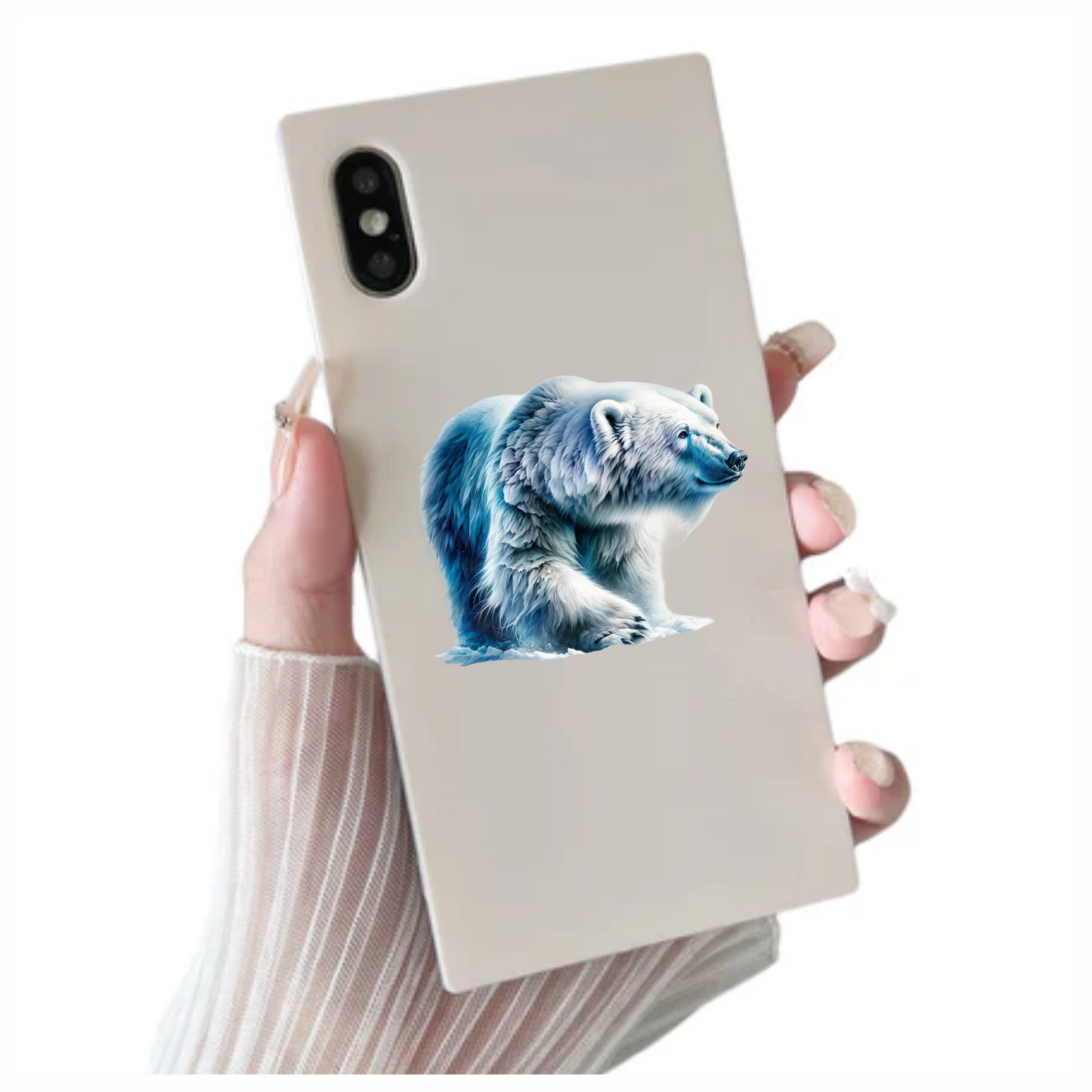 White Polar Bear Walking On Ice Vinyl Sticker Decal.