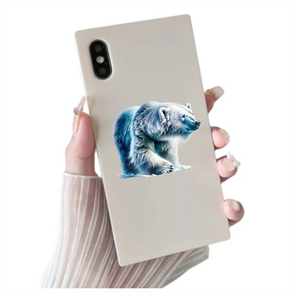 White Polar Bear Walking On Ice Vinyl Sticker Decal.