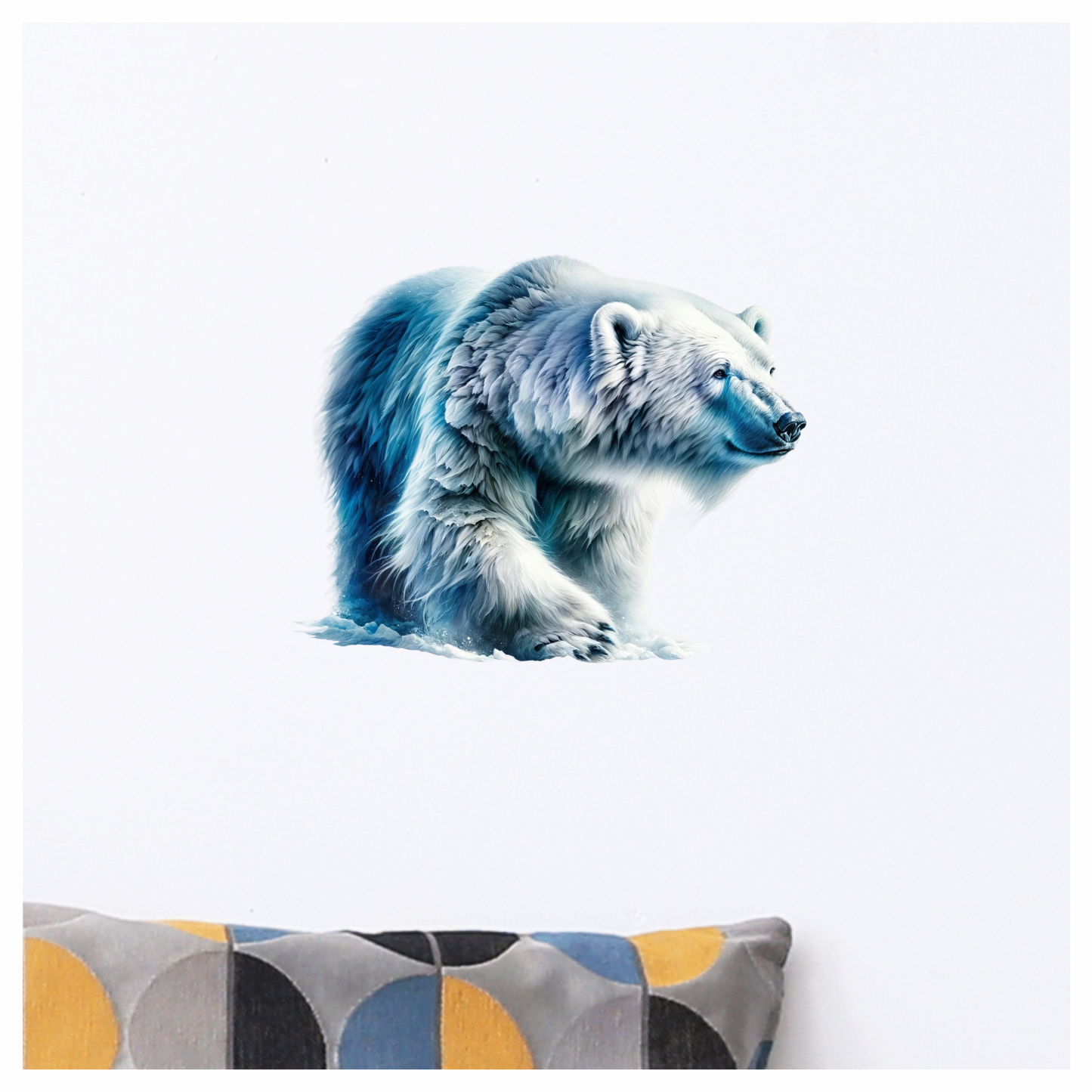 White Polar Bear Walking On Ice Vinyl Sticker Decal.