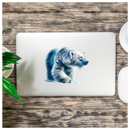 White Polar Bear Walking On Ice Vinyl Sticker Decal.