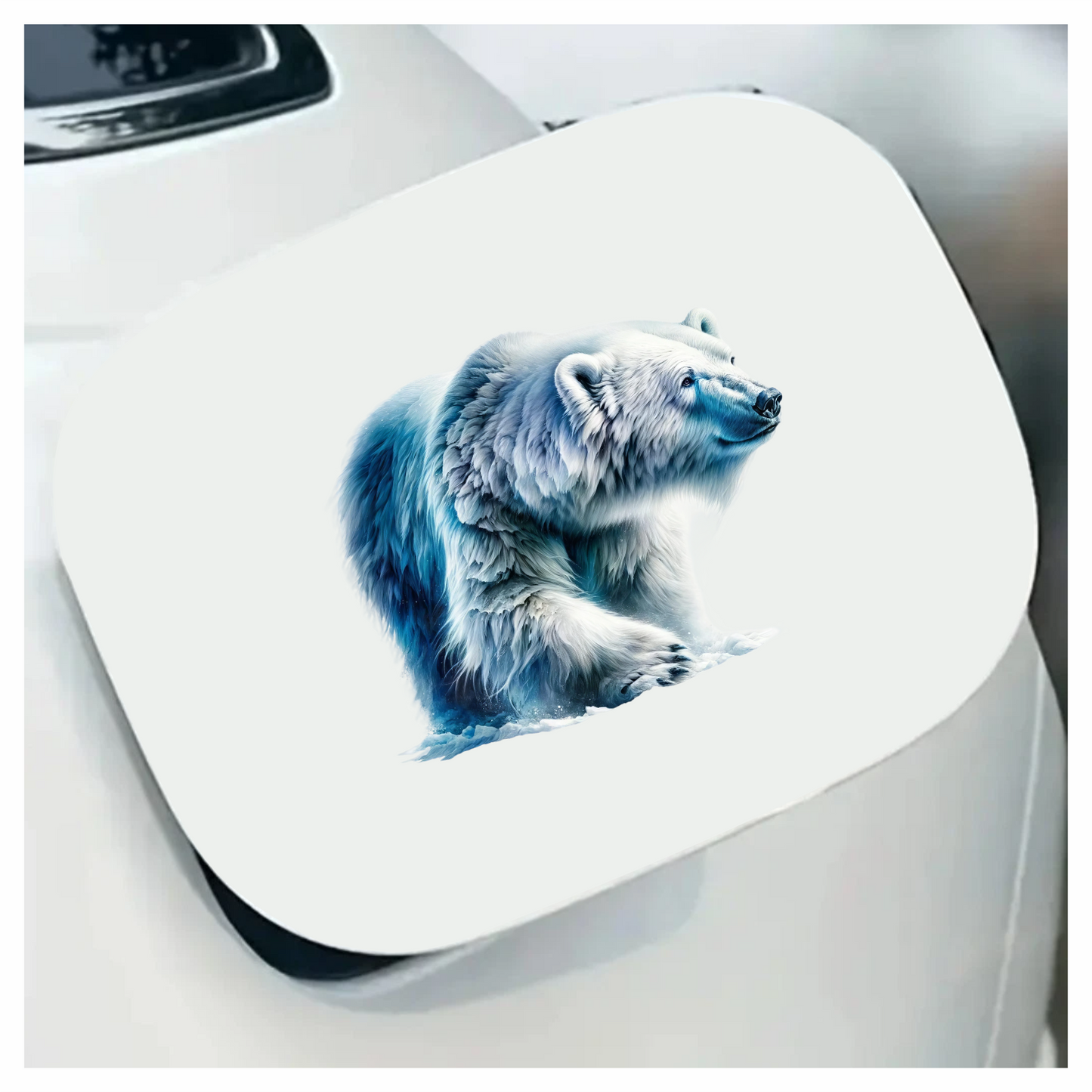 White Polar Bear Walking On Ice Vinyl Sticker Decal.