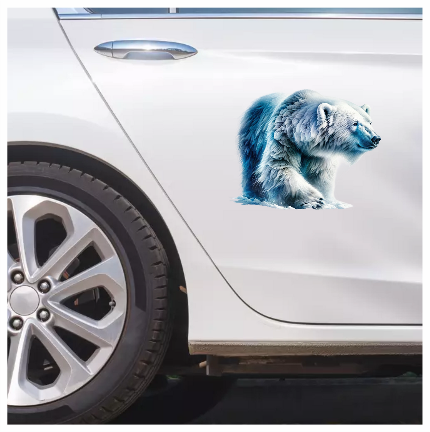 White Polar Bear Walking On Ice Vinyl Sticker Decal.