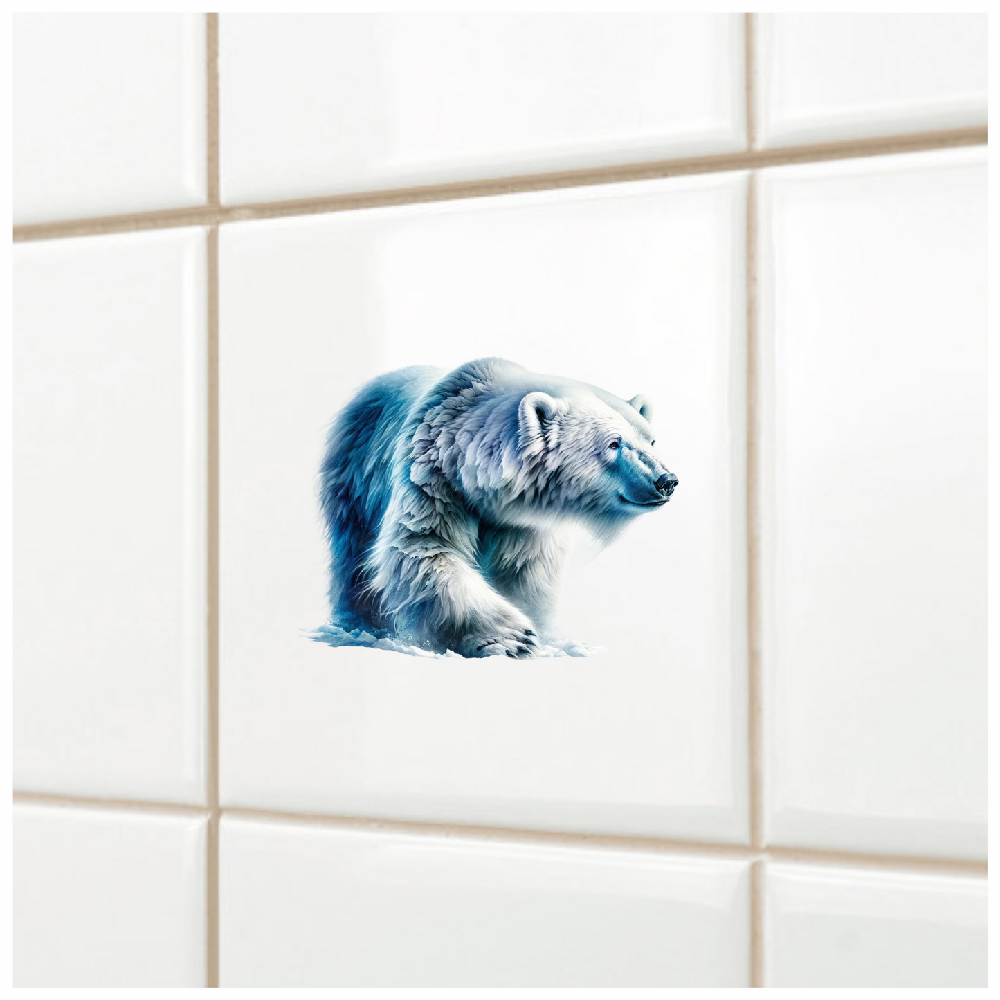 White Polar Bear Walking On Ice Vinyl Sticker Decal.