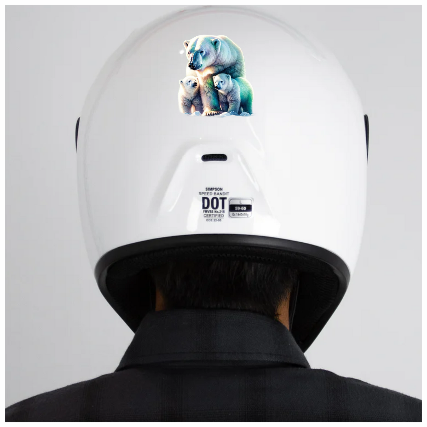 White Polar Bear With Cubs Vinyl Sticker Decal.