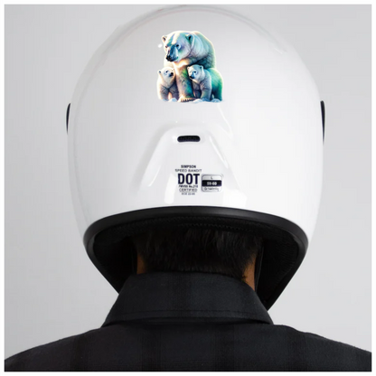 White Polar Bear With Cubs Vinyl Sticker Decal.